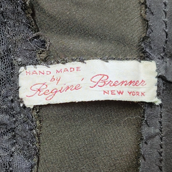 Vintage 1930's Glamourous Black Bias Cut Silk/Lace Slip-Dress  Bound Scallop Hem - Picture 11 of 11